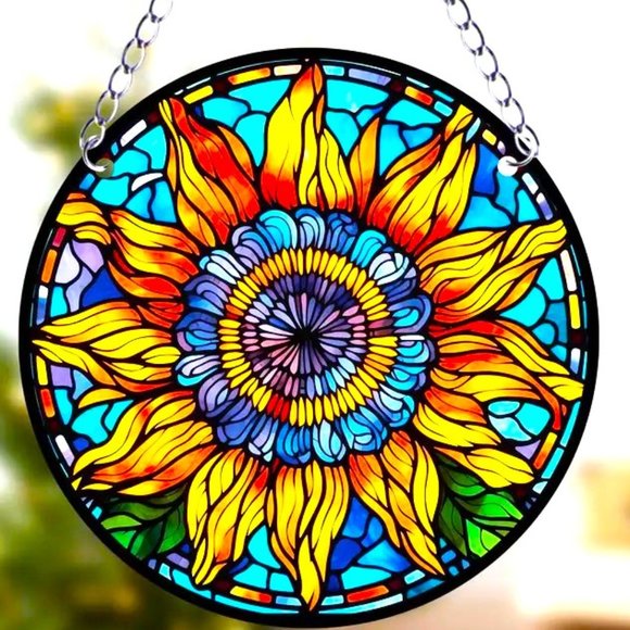 Suncatcher Mandala Sunflower Hanging Colorful In/Outdoor Yoga Window Deco NEW - Picture 1 of 3